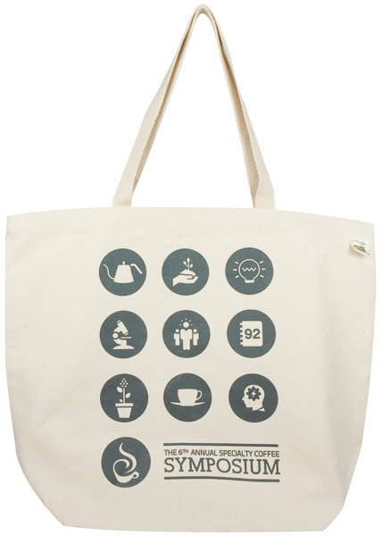 White Reusable Cotton Tote Featuring Black Custom Printed Graphic